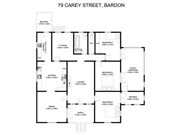 Floorplan of Homely house listing, 79 Carey Street, Bardon QLD 4065