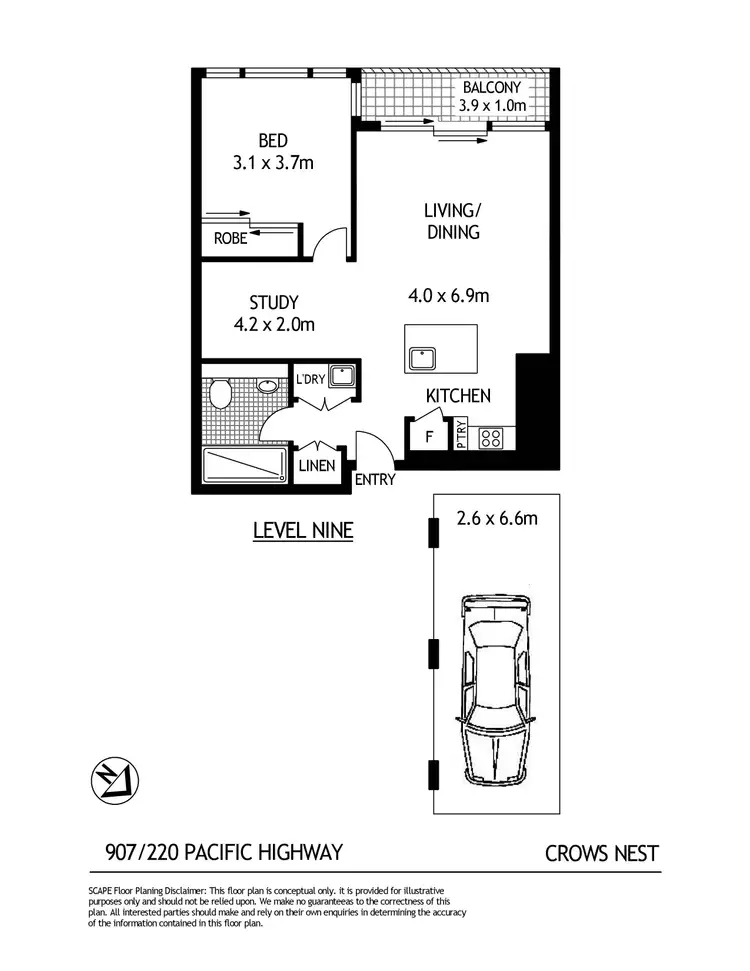 Floorplan of Homely apartment listing, 907/220 Pacific Highway, Crows Nest NSW 2065