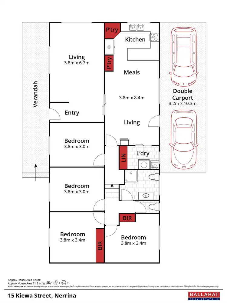 Floorplan of Homely house listing, 15 Kiewa Street, Nerrina VIC 3350