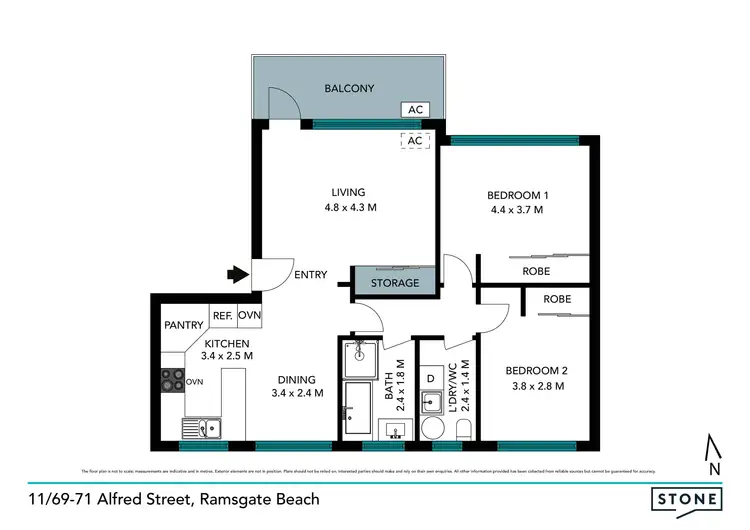 Floorplan of Homely unit listing, 11/69-71 Alfred Street, Ramsgate Beach NSW 2217