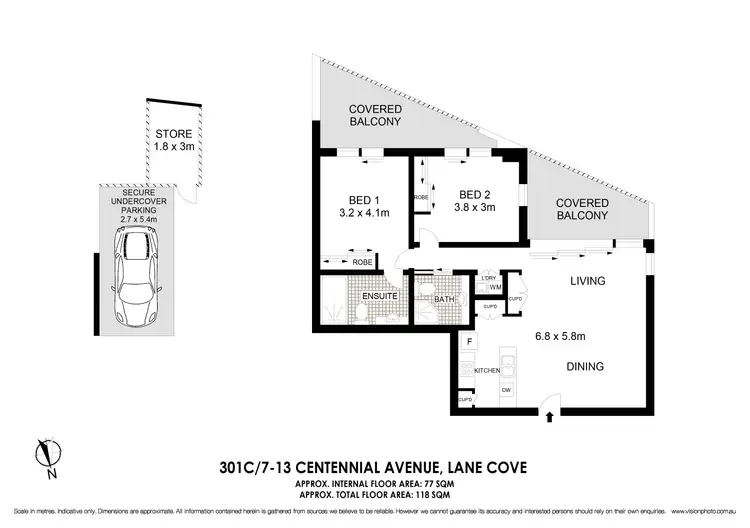 Floorplan of Homely apartment listing, 301C/7-13 Centennial Avenue, Lane Cove NSW 2066