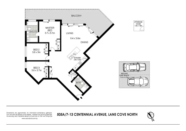 Floorplan of Homely apartment listing, 505A/7-13 Centennial Avenue, Lane Cove NSW 2066