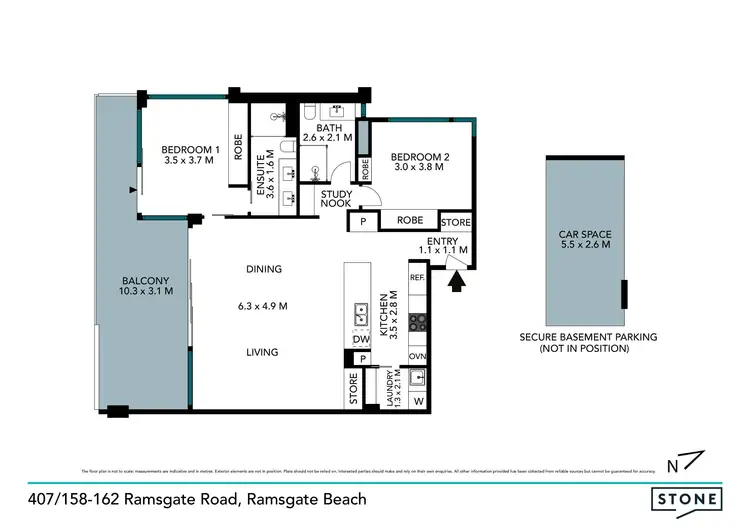Floorplan of Homely apartment listing, 407/158-162 Ramsgate Road, Ramsgate Beach NSW 2217