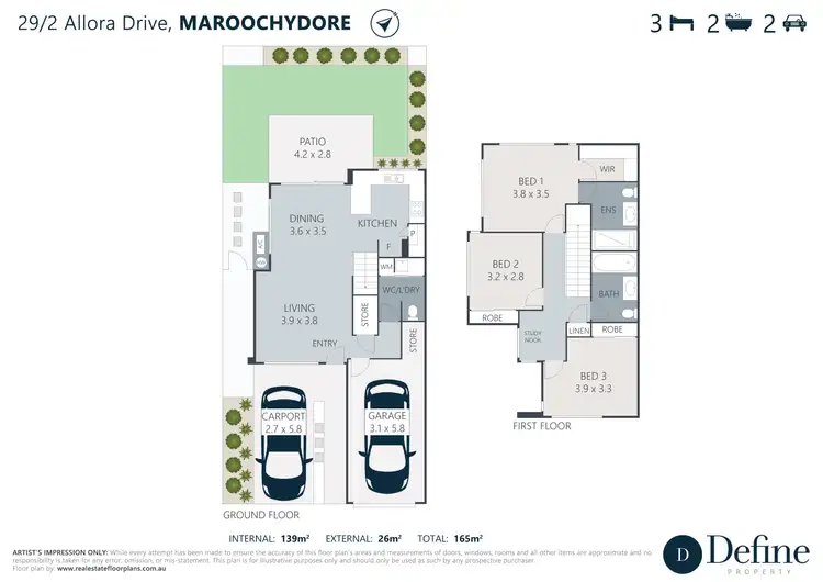 Floorplan of Homely townhouse listing, 29/2 Allora Drive, Maroochydore QLD 4558