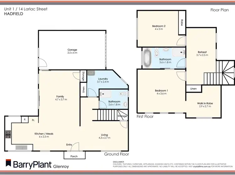Floorplan of Homely townhouse listing, 1/14 Larlac Street, Hadfield VIC 3046