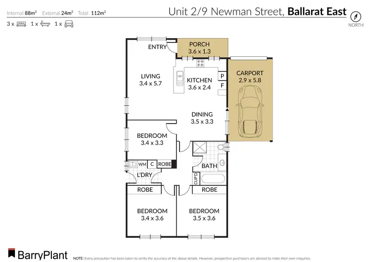 Floorplan of Homely townhouse listing, 2/9 Newman Street, Ballarat East VIC 3350
