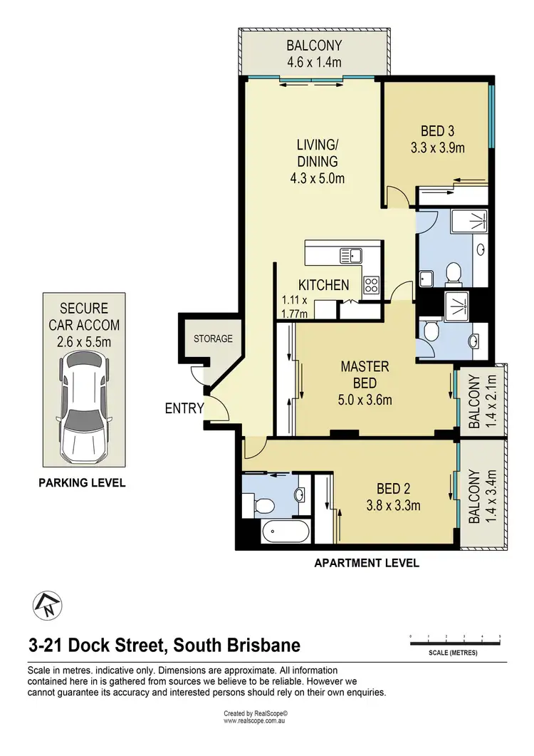 Floorplan of Homely apartment listing, 3/21 Dock Street, South Brisbane QLD 4101