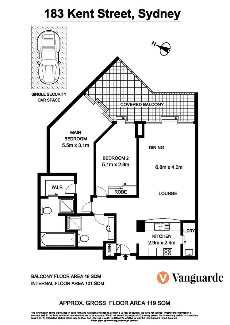 Floorplan of Homely apartment listing, 1101/183 Kent Street, Sydney NSW 2000
