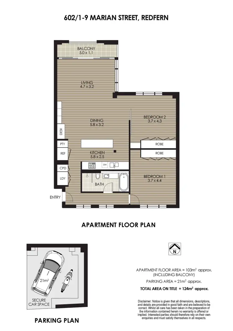 Floorplan of Homely apartment listing, 602/1 Marian Street, Redfern NSW 2016