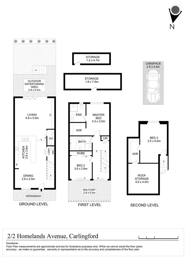 Floorplan of Homely townhouse listing, 2/2 Homelands Avenue, Carlingford NSW 2118