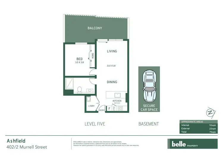 Floorplan of Homely apartment listing, 402/2 Murrell Street, Ashfield NSW 2131