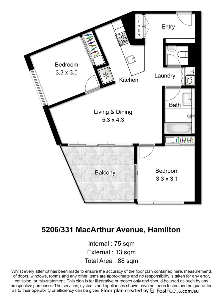 Floorplan of Homely unit listing, 5206/331 Macarthur Avenue, Hamilton QLD 4007