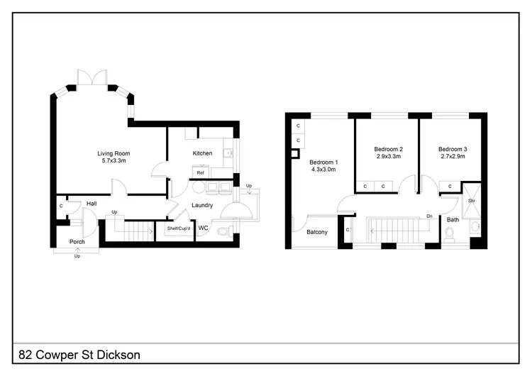 Floorplan of Homely semi-detached listing, 82 Cowper Street, Dickson ACT 2602