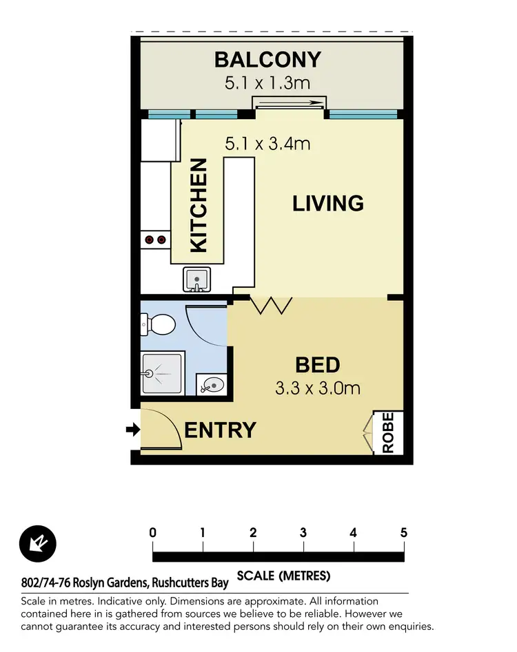 Floorplan of Homely studio listing, 802/74-76 Roslyn Gardens, Rushcutters Bay NSW 2011