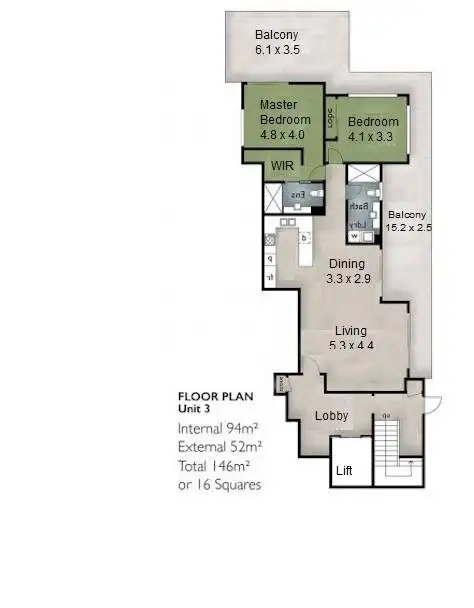 Floorplan of Homely apartment listing, 3/3-5 Beach Parade, Surfers Paradise QLD 4217