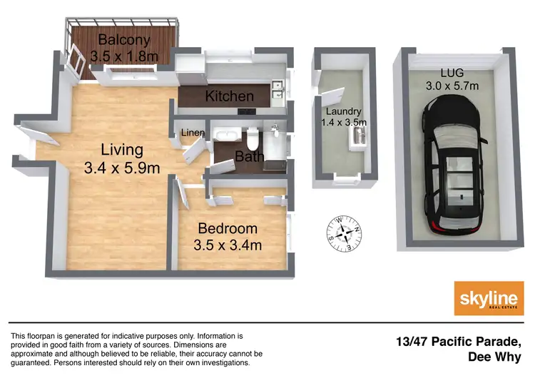 Floorplan of Homely unit listing, 13/47-51 Pacific Parade, Dee Why NSW 2099