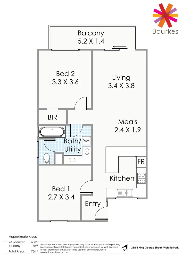 Floorplan of Homely apartment listing, 25/58 King George Street, Victoria Park WA 6100