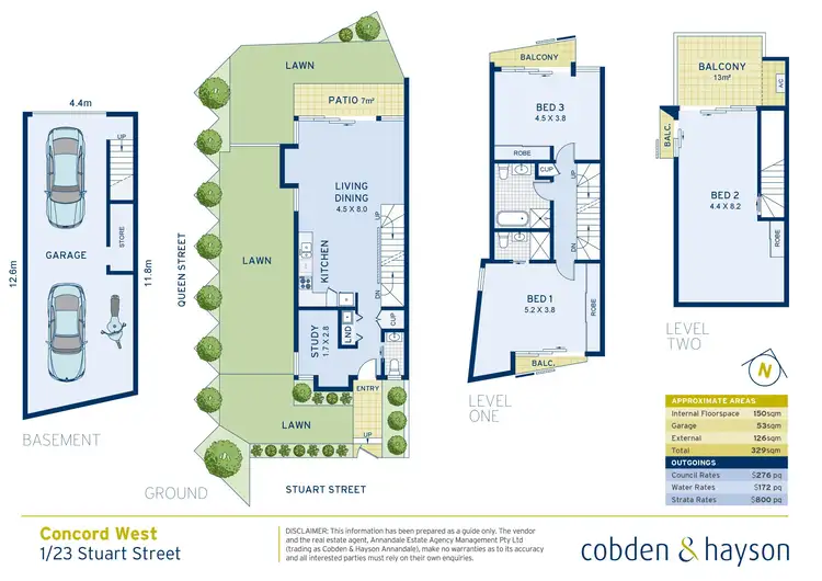 Floorplan of Homely townhouse listing, 1/23 Stuart Street, Concord West NSW 2138