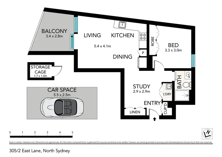 Floorplan of Homely apartment listing, 305/2 East Lane, North Sydney NSW 2060