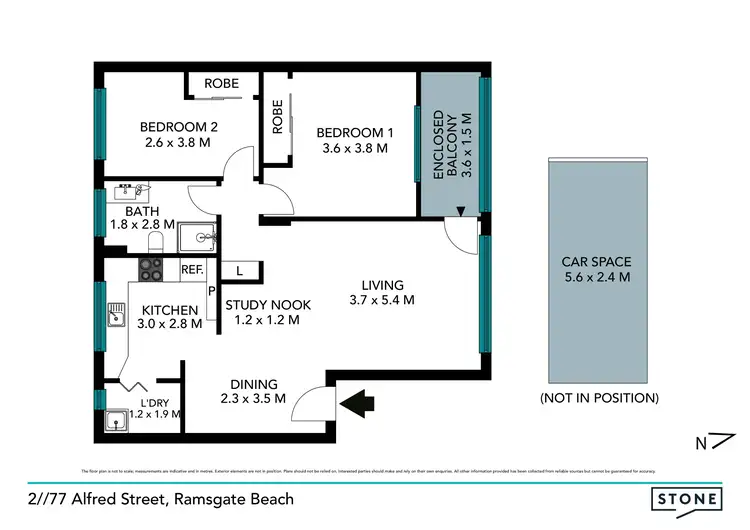 Floorplan of Homely unit listing, 2/77 Alfred Street, Ramsgate Beach NSW 2217
