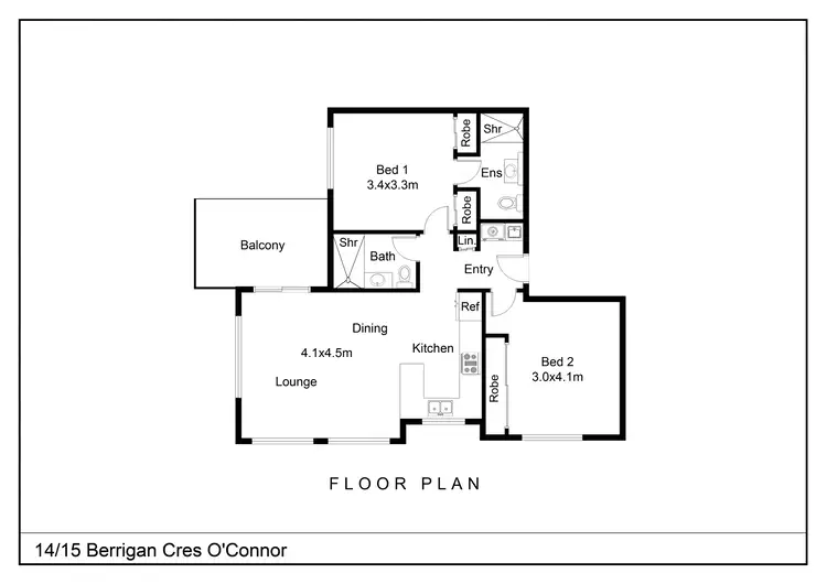 Floorplan of Homely apartment listing, 14/15 Berrigan Crescent, O'connor ACT 2602