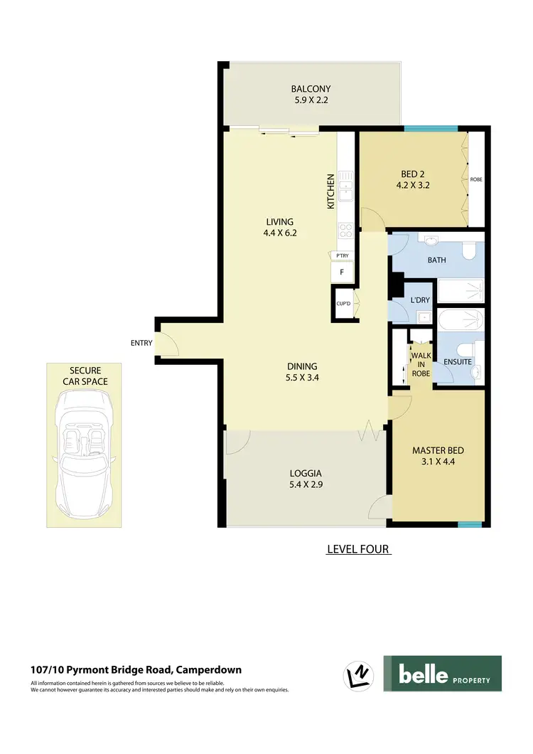 Floorplan of Homely apartment listing, 107/10 Pyrmont Bridge Road, Camperdown NSW 2050