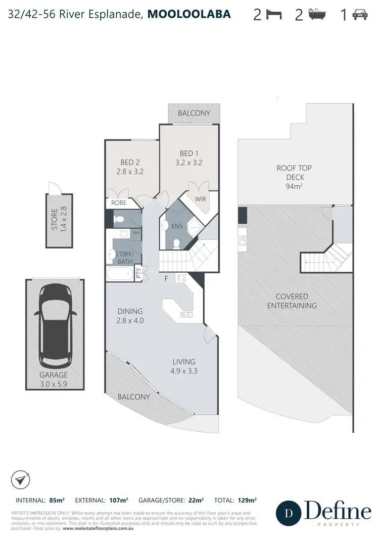 Floorplan of Homely apartment listing, 32/42-56 River Esplanade, Mooloolaba QLD 4557
