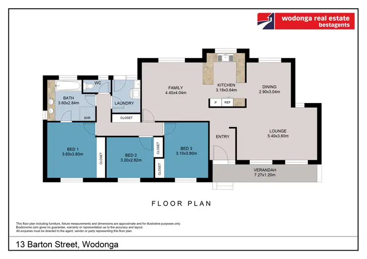 Floorplan of Homely house listing, 13 Barton Street, Wodonga VIC 3690