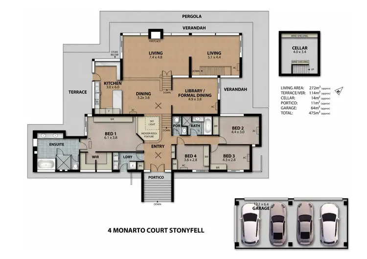 Floorplan of Homely house listing, 4 Monarto Court, Stonyfell SA 5066