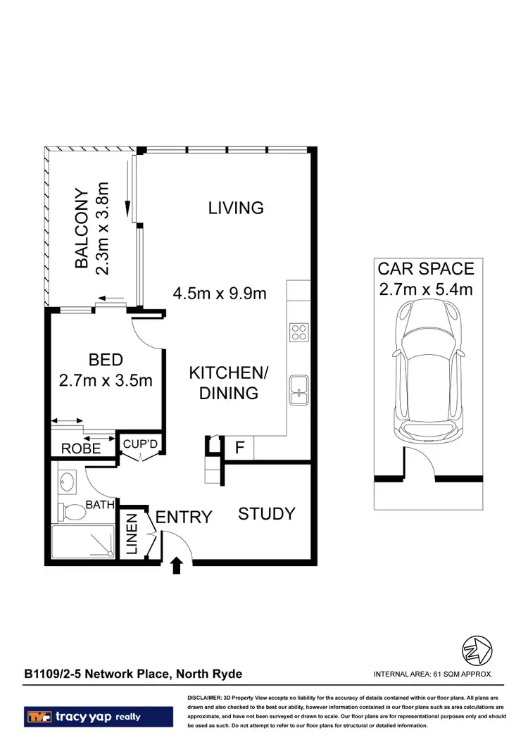 Floorplan of Homely apartment listing, B1109/3 Network Place, North Ryde NSW 2113