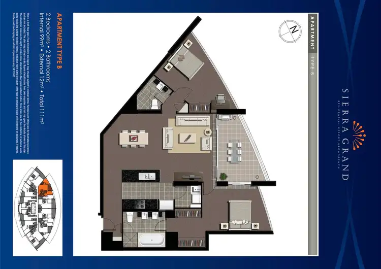 Floorplan of Homely apartment listing, Level 15/22 Surf Parade, Broadbeach QLD 4218