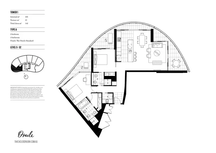 Floorplan of Homely apartment listing, Level 24/2401/1 Oracle Boulevard Boulevarde, Broadbeach QLD 4218