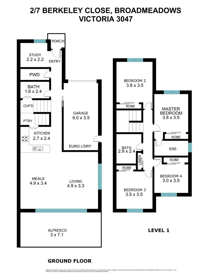 Floorplan of Homely townhouse listing, 2/7 Berkeley Close, Broadmeadows VIC 3047