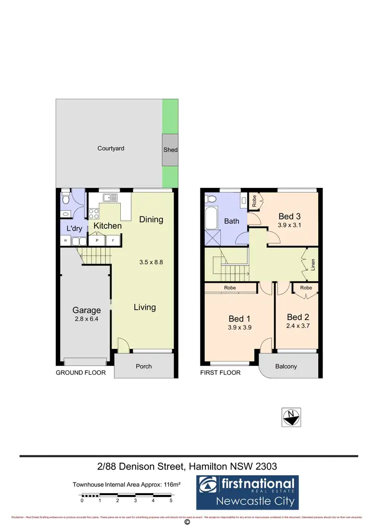 Floorplan of Homely townhouse listing, 2/88 Denison Street, Hamilton NSW 2303