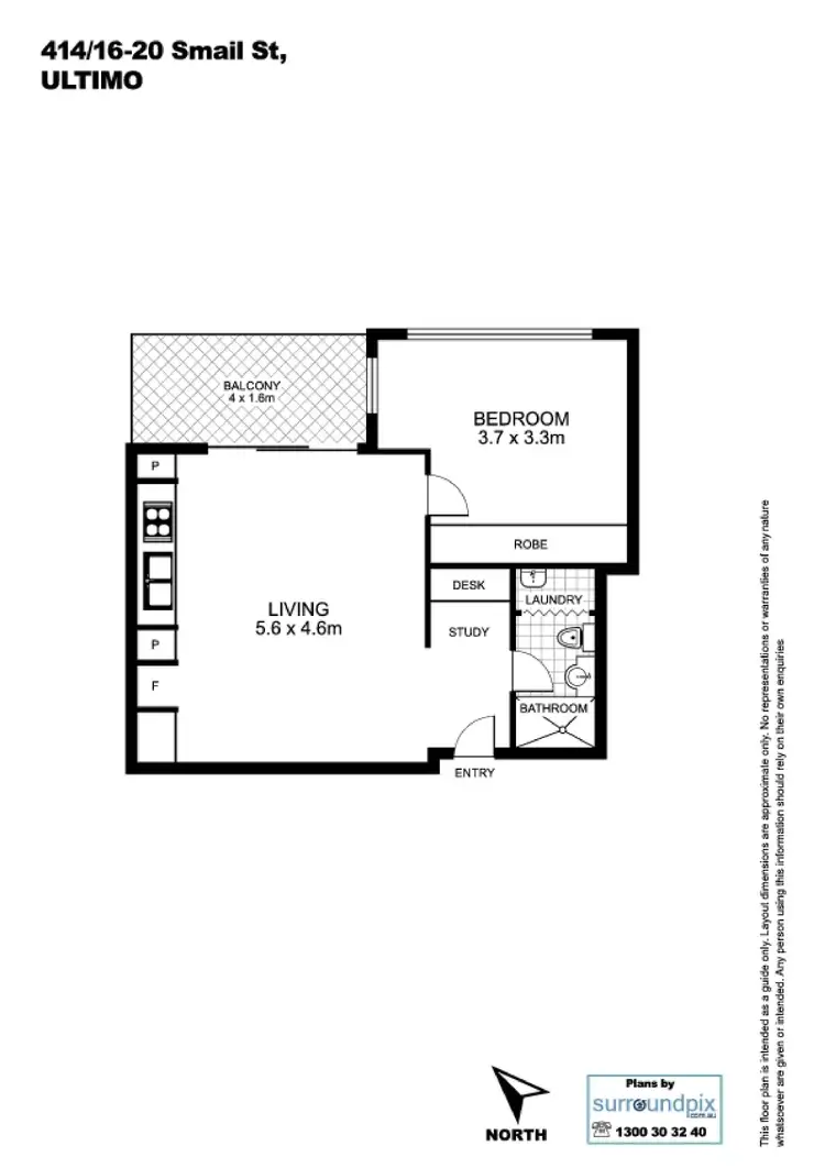 Floorplan of Homely apartment listing, 414/16-20 Smail Street, Ultimo NSW 2007