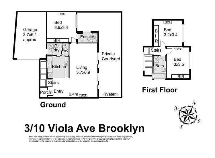 Floorplan of Homely townhouse listing, 3/10 Viola Avenue, Brooklyn VIC 3012