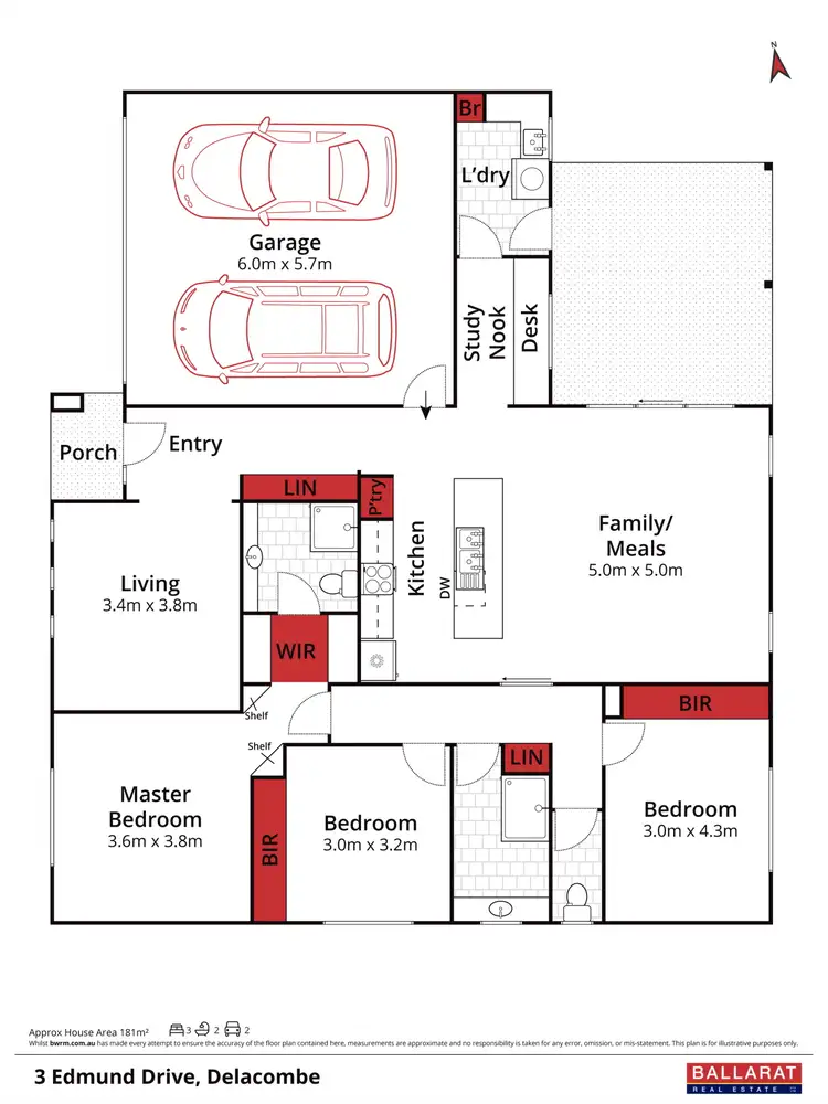 Floorplan of Homely house listing, 3 Edmund Drive, Delacombe VIC 3356