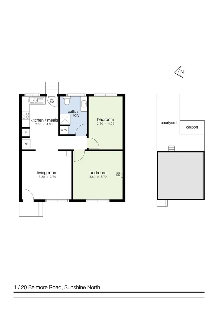 Floorplan of Homely unit listing, 1/20 Belmore Road, Sunshine North VIC 3020