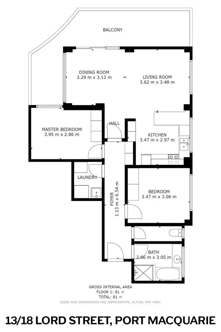 Floorplan of Homely unit listing, 13/18 Lord Street, Port Macquarie NSW 2444