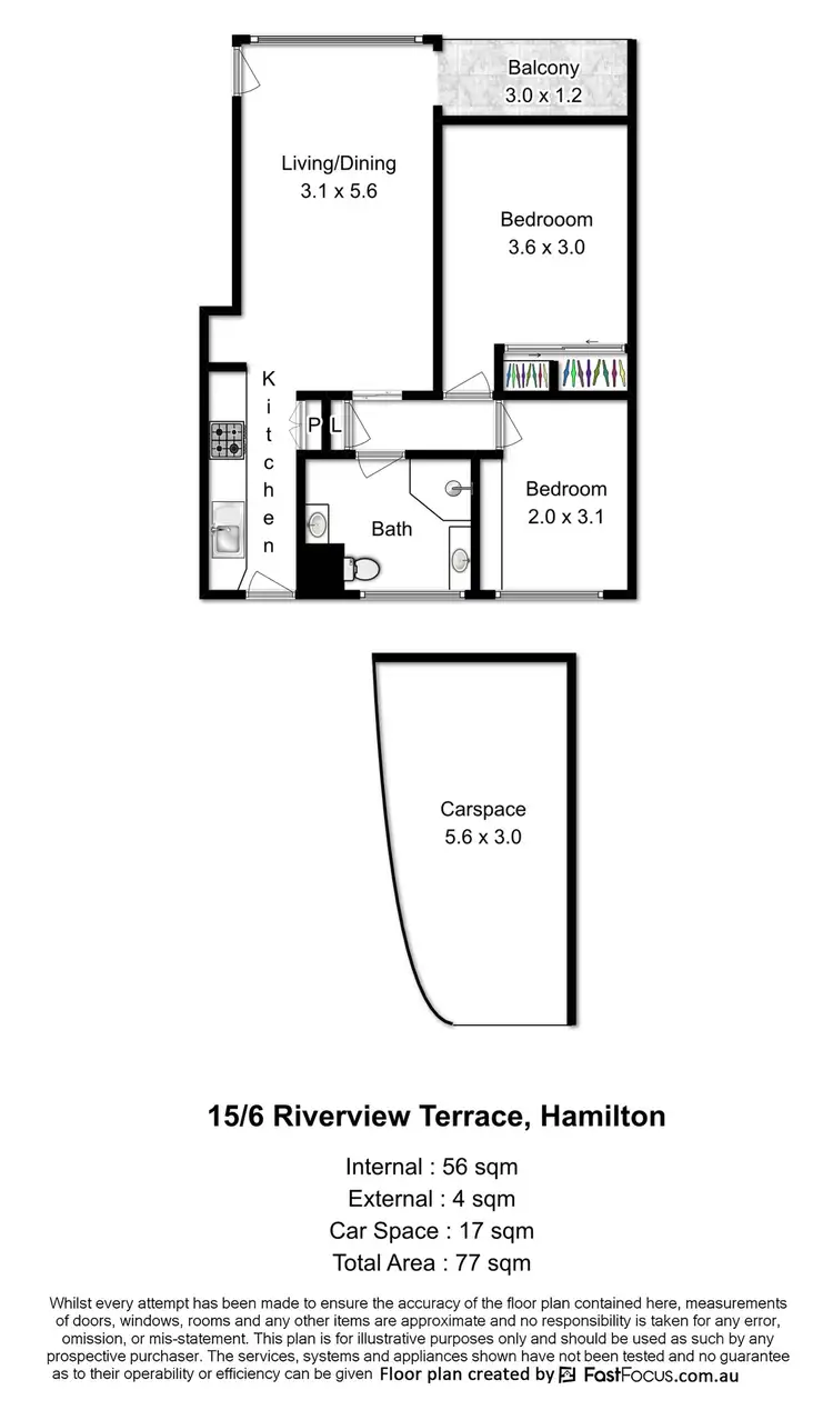 Floorplan of Homely unit listing, 15/6 Riverview Terrace, Hamilton QLD 4007