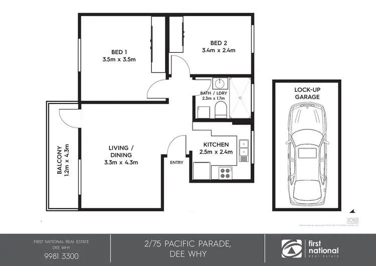 Floorplan of Homely apartment listing, 2/75 Pacific Parade, Dee Why NSW 2099