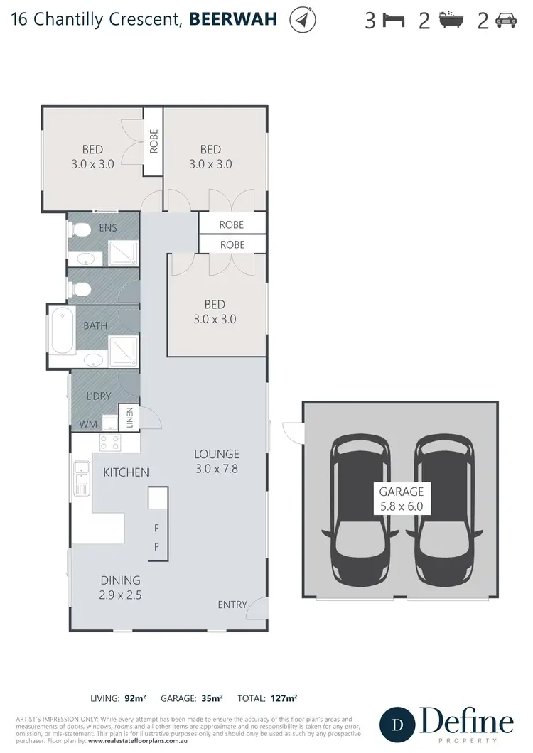 Floorplan of Homely house listing, 16 Chantilly Crescent, Beerwah QLD 4519