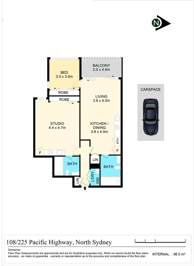 Floorplan of Homely apartment listing, 108/225 Pacific Highway, North Sydney NSW 2060