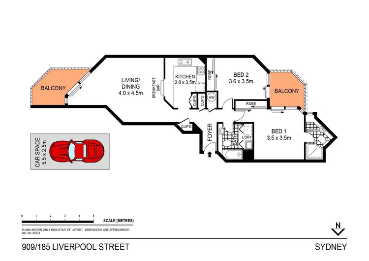 Floorplan of Homely apartment listing, 909/185-211 Liverpool Street, Sydney NSW 2000