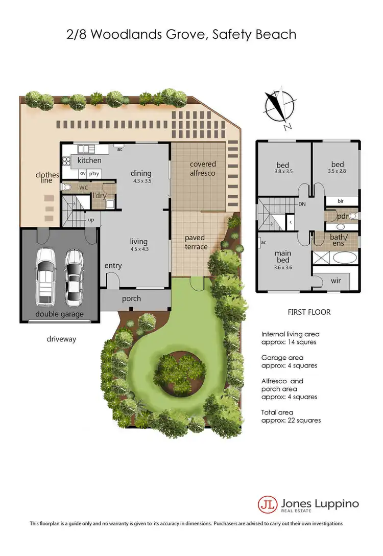 Floorplan of Homely unit listing, 2/8 Woodlands Grove, Safety Beach VIC 3936