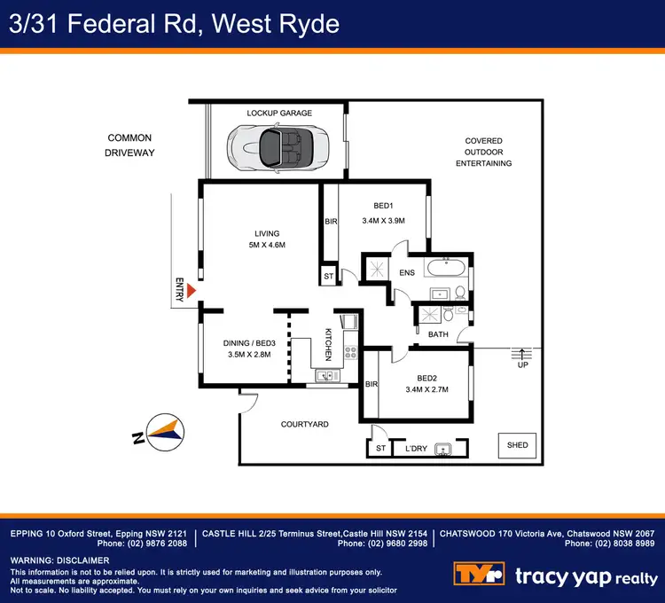 Floorplan of Homely villa listing, 3/31 Federal Road, West Ryde NSW 2114