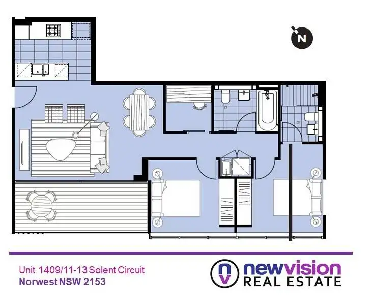 Floorplan of Homely unit listing, A1409/11-13 Solent Circuit, Norwest NSW 2153
