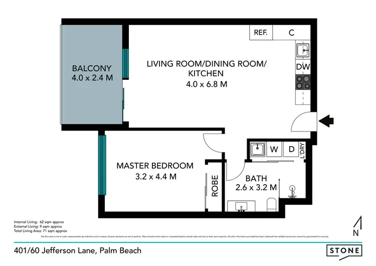 Floorplan of Homely apartment listing, 401/60 Jefferson Lane, Palm Beach QLD 4221