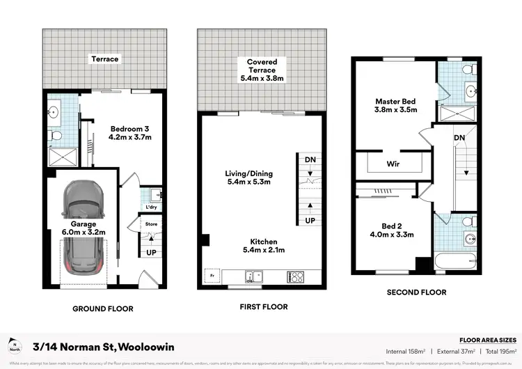 Floorplan of Homely townhouse listing, 2&3/14 Norman Street, Wooloowin QLD 4030