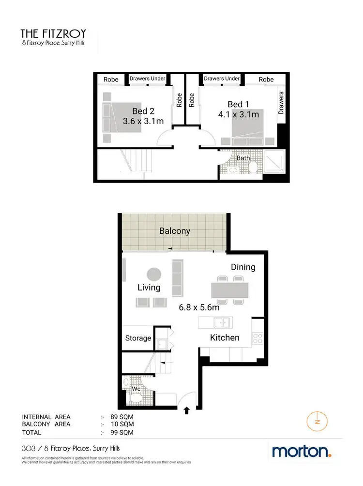 Floorplan of Homely apartment listing, 303/8-10 Fitzroy Place, Surry Hills NSW 2010